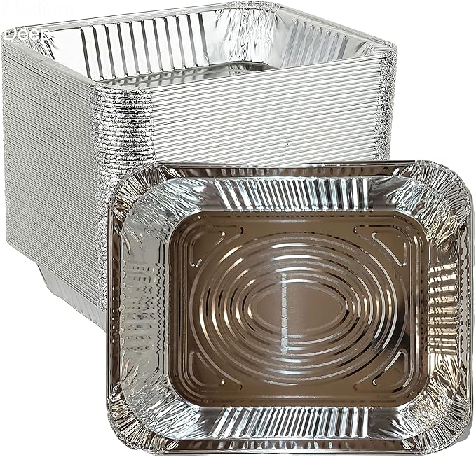 [20 Pack] 9x13 Disposable Foil Pans Aluminum Drip Pans - Half Size Steam Table Aluminum Trays without Lids - Great for Cooking, Heating, Storing, Prepping Food (9"x13"x2.5")