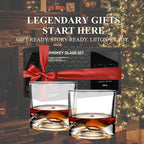 LIITON Mont Blanc Heavy Crystal Whiskey Glasses Gift Set of 2, Thick Freezable Bourbon Glass 1lb Each, Premium Whiskey Gifts for Men, Frozen Crystal Chills Cocktails, 10 oz