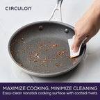 Circulon C1 Series Clad Stainless Steel with ScratchDefense Technology Cookware Nonstick Induction Frying Pans/Skillets, Metal Utensil Safe, 8.5 Inch and 10 Inch, Polished Stainless Steel
