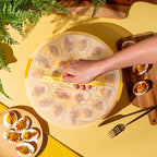 Classy Deviled Egg Carrier with Lid & Handles - Portable Egg Tray Platter for Holidays & Parties - Dishwasher-Friendly - Yellow