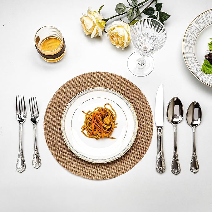20-piece Silverware Set for 4, 18/10 Stainless Steel Flatware Set, Fine Silverware Set, Serving Utensil Sets, Finely Polished and Dishwasher Safe, Royaok