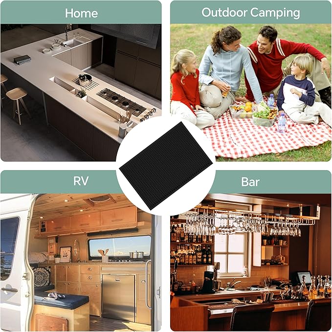 2 Pack Bar Mat, Home Bar Tool Drying Mats, Bar Accessories for The Home Bar Set 18''x12''（Black） for Bars, Outdoor Camping, Bar for Home