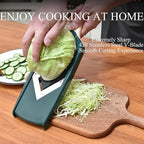 Adjustable Mandoline Slicer for Kitchen - Ultra Sharp V-Blade with Container, Julienning Slicer for Potatoes, Apples, Onions, Tomatoes