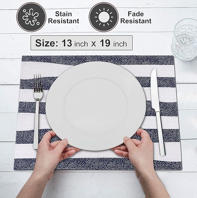 Ruvanti Placemats 100% Cotton 13x19 Inch, Dining Table Placemats Set of 6, Modern Place Mats for Dining Table Decor, Kitchen & Table Linens, Coffee Mat for Christmas Dinners - Watermelon