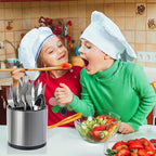 Utensil Holder,Extra Large Utensil Holder for Kitchen Counter, Silverware Organizer, Stainless Steel Storage Cooking Caddy Flatware Spoon Spatula Tool Cutlery Container(2 Set)