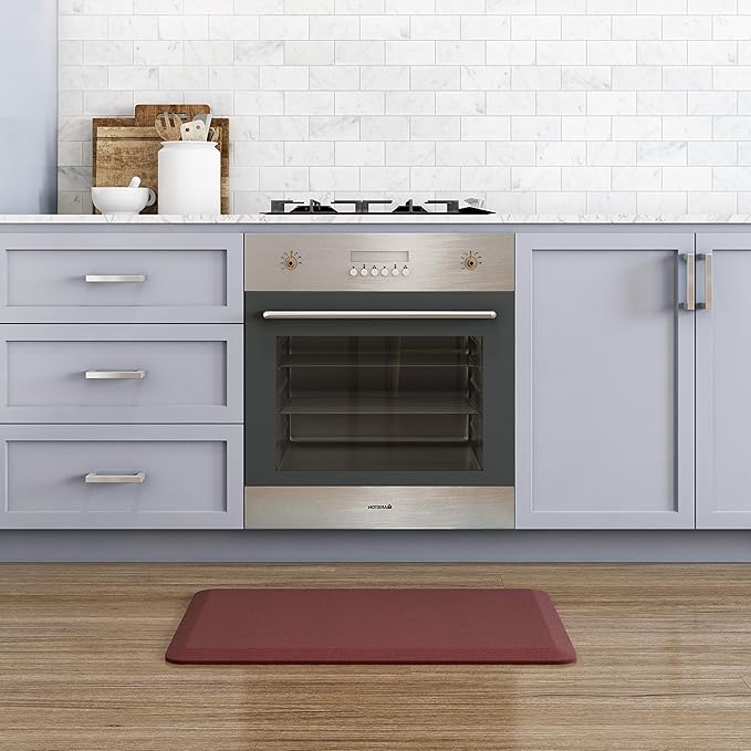 GelPro Designer Comfort Grasscloth Crimson Ergo-Foam Anti-Fatigue Kitchen Floor Mat, 20"x32"