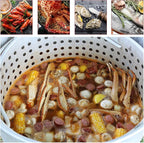 Creole Feast SBK0801 80 Qt Seafood Boiling Kit with Strainer, Outdoor Seafood Boil Pot and Basket with 100,000 BTUs Propane Burner and 10 PSI Regulator, Black & Silver