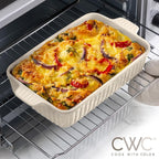 COOK WITH COLOR Casserole Dishes for Oven, Porcelain Baking Dishes, Ceramic Bakeware Sets of 4, Rectangular Pans Handles for Baking Cake Kitchen
