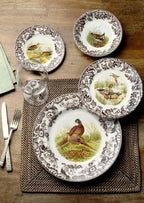 Spode Woodland Pheasant 8" Salad Plate - Rustic Fine Earthenware Dish with Game Bird and British Flowers Border - Made in England, Microwave, Oven, Freezer, Dishwasher Safe - Mix & Match with Delamere