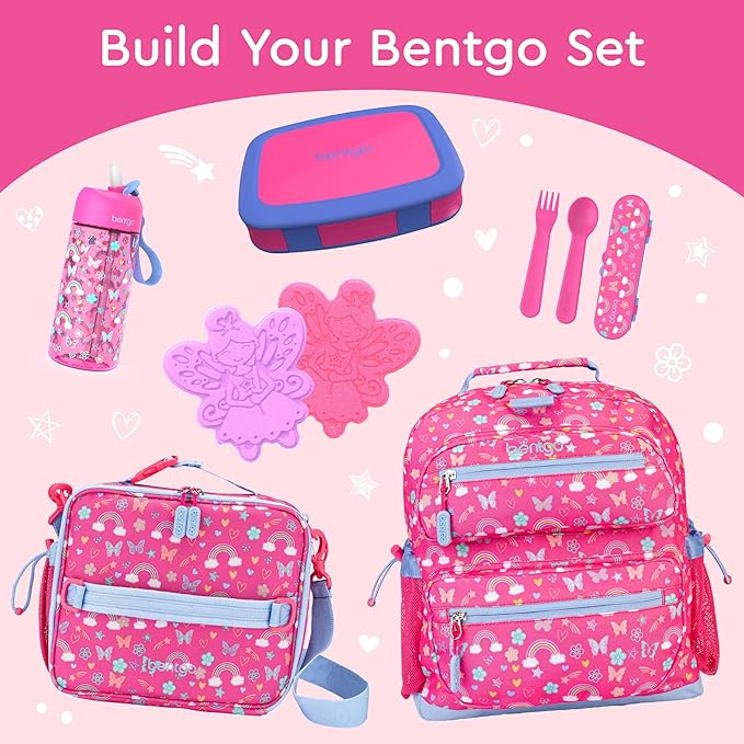 Bentgo Kids Bento-Style 5-Compartment Leak-Proof Lunch Box - Ideal Portion Sizes for Ages 3 to 7 - Durable, Drop-Proof, Dishwasher Safe, PFAS & BPA-Free & Made with Food-Safe Materials (Fuchsia)