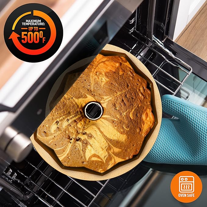 NutriChef 9-Inch Cake Pan - Thick and Heavy Cast Aluminum Bakeware Cake Mold with 2 Layers of Nonstick Coating - French Wreath Design for Uniform Baking Up To 500 Degrees - Easy to Clean, Gold