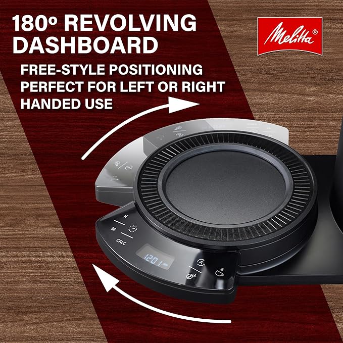 Melitta Vision 12-Cup Drip Coffee Maker, Automatic and Programmable, 96oz Capacity with 5-Pack Coffee Filters | Black