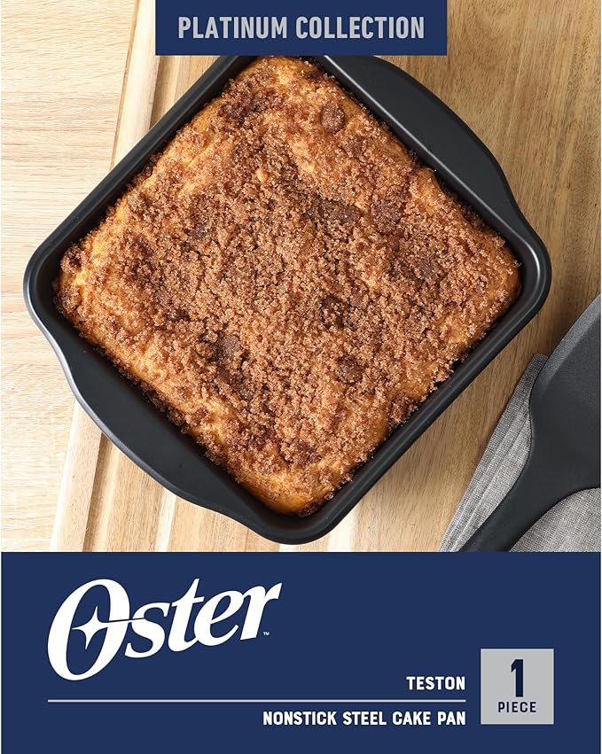 Oster Teston 8" Square Nonstick Carbon Steel Cake/Bake Pan - Matte Black
