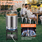 ARC 64QT Stainless Steel Seafood Boiling Turkey Fryer Kit with Strainer and Propane Stove with 200,000BTU, Stainless Steel Crawfish Boil Pot and Burner for Outdoors Cooking and Steaming, Non-Assembly