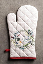 Maison d' Hermine Oven Gloves 100% Cotton Oven Mitt 7" x 13" with Loop Heat Resistant, BBQ, Cooking Gloves, Baking, Grilling, Kitchen, Handling Hot Pans (Pack of 1, Holly Time)