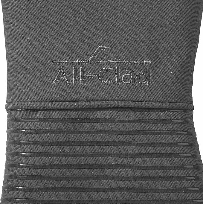 All Clad Silicone Oven Mitt: Heat Resistant up to 500 Degrees - 100% Cotton & Silicone, 14"x7" Oven Mitt for Kitchen and Barbeque, 1-Pack, Pewter