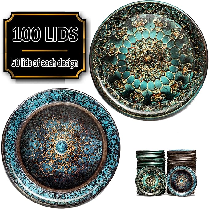 Supa Ant Canning Lids Regular Mouth (100pcs) Decorative Tin Canning Lids Regular Mouth (Royal Worcester) Buckle Proof and Rust Proof - Perfect Fit Can Lid for Mason Jars Canning Supplies