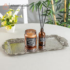 Alisveristime Small Ornate Metal Serving Tray – Ottoman Motif Decorative Tray (14.2" x 7.1", 10.8 oz) (Silver)