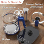 Hot Glass Electric Kettle with Tea Infuser and Temp Control, 1.5L Stainless Steel Maker & 1200W Rapid Boiling, Programmable for Teas & Coffee, Blue