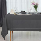 D'Moksha Homes Charcoal Grey Linen Tablecloth for Rectangle Tables 60 x 90 Inch - 100% Pure Linen Grey Table Cloth - Classic Hemstitch, Machine Washable Tablecloth for Summer, Fall and Halloween