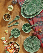 Christmas Tree Spoons, Ceramic Small Serving Spoons for Soups, Cereal, Ice Cream, Condiments, Dips, Charcuterie Boards, Dishwasher & Microwave Safe, Green, Set of 6