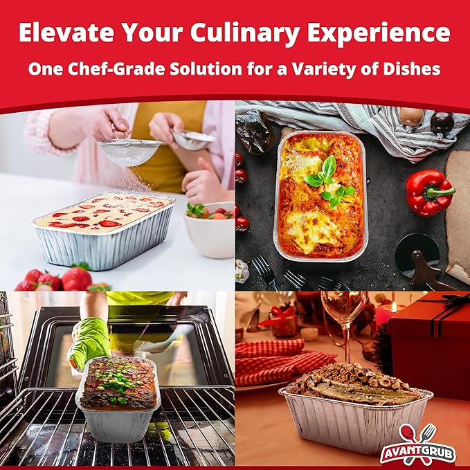 Chef-Grade Extra Thick 6 x 3.75in 1Lb Foil Loaf Pans 10 Pk. Best Disposable Bakeable Aluminum Tin Pan for Baking Bread, Small Meatloaf or Lemon Bundt Cake for Holiday Gifts, Bake Sales or Fundraisers.