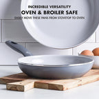 GreenPan Dover 8" and 10" Frying Pan Skillet Set, Healthy Ceramic Nonstick Coating, PFAS-Free, Dishwasher Safe, Comfort Grip Handle, Gray