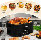 Roaster Oven 28 Quart, Electric Roaster Pan with Visible & Self-Basting Lid, Large Stainless Steel Electric Turkey Roaster Oven Defrost Warm Function, Removable Pan Rack, Fits Turkeys Up to 30LB Black