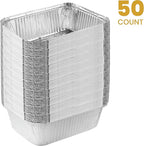 PLASTICPRO Disposable 5 LB Aluminum Takeout Tin Foil Baking Pans 7'' X 10'' X 3'' Inch Bakeware - Cookware Perfect for Baking Cakes,Brownies,Bread, Meatloaf, Lasagna, or Lunchbox, Pack of 50
