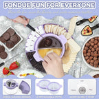 Electric Fondue Pot Set with 2 Pots, Melting Chocolate Warmer for Dipping, Candy & Chocolate Melting Pot, Fondue Pot Electric Set, Fondue Forks Included, 2.5 Cups, Lavender