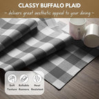 Native Fab Table Runner Buffalo Check Plaid 100% Cotton - 13x90 Inches Kitchen Dining Table Decoration for Indoor Outdoor Farmhouse Home Party Decor - Grey and White