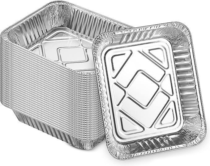 MontoPack Aluminum Foil Pans Half Size Roasting Chafing Pan | Bulk 30 Pack of 9x13 Tins for Cooking, Baking & Catering | Heavy Duty Disposable Cookware Steam Table Trays for Buffet & Food Prepping