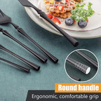 Lemeya 20-Piece Matte Black Silverware Set for 4,Modern 18/10 Stainless Steel Flatware Set,Unique Rustic Cutlery Utensils Set,Spoon and Fork Set for Home, Restaurant,Mirror Polished,Dishwasher Safe