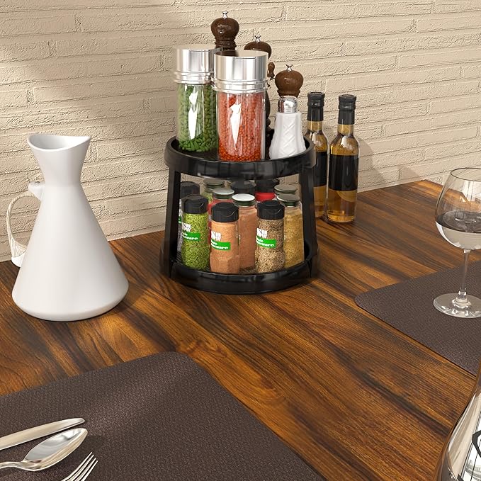 Simple Houseware 10-Inch 2 Tier Lazy Susan Multifunctional Organizer, Rustic Brown