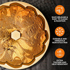 NutriChef 9-Inch Cake Pan - Heavy Die Cast Aluminum Cake Baking Mold with 2 Layers of Professional Nonstick Coating - Fluted Flow Design for Uniform Baking & Browning, Dishwasher Safe - Gold