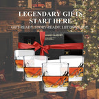 LIITON Grand Canyon Heavy Crystal Whiskey Glasses Gift Set of 4, Thick Freezable Bourbon Glass 1lb Each, Premium Whiskey Gifts for Men, Frozen Crystal Chills Cocktails, 10 oz