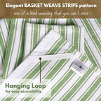 Native Fab Stripe Kitchen Towel - 4 Pack - Basket Weave 100% Cotton Dish Towels - 16x26 inches - Absorbent Towels for Cleaning, Quick Drying, Washable Dish Cloths with Hanging Loop - Mint Green