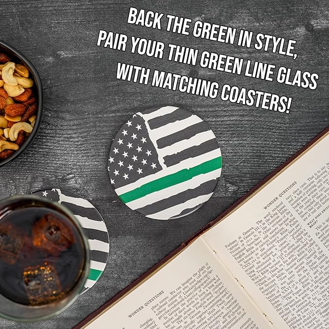 Blue Ridge Mountain Gifts - Thin Green Line Whiskey Glass - Personalized Military Gift, Border Patrol Appreciation, Green Line Merch, Veteran Gift, Custom Barware, Special Forces Glass