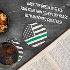 Blue Ridge Mountain Gifts - Thin Green Line Whiskey Glass - Personalized Military Gift, Border Patrol Appreciation, Green Line Merch, Veteran Gift, Custom Barware, Special Forces Glass