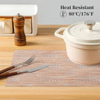 Leetaltree Coral Placemats Set of 8 - Heat Resistant Non-Slip Place mats for Dining Table, Washable Durable PVC Vinyl Woven Table Mats（Coral, 8）