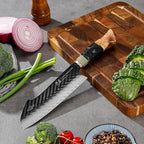 SHANGDAO Damascus Santoku Knife 7.5 Inch, 67 Layers Alloy Steel, With Professional Hand Forged Resin & Wood Handle QILIN Series