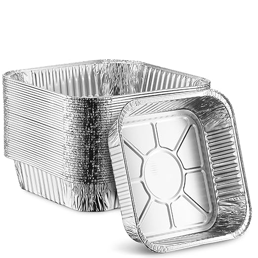 MontoPack 8” Disposable Aluminum Foil Square Baking Pans | 8 x 8 Cake Pan Tin for Broiling, Toaster Oven, Meal Prep, Roasting, Take Out | 20 Pack (8" X 8" Without Lids)