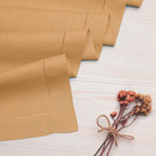 D'Moksha Homes Linen Beige Table Runner 84 Inches Long - 100% Pure Linen Table Runner 14 x 84 Inch for Summer, Fall and Halloween - Classic Hemstitch