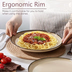 Herogo Ceramic 10.43 Inch Dinner Plates Set of 6, Stoneware Dinnerware Plate Set, Double Reactive Glaze Large Dinnerware Plates for Kitchen, Microwave, Oven & Dishwasher Safe, Cream Khaki