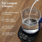 Electric Kettle, 1.5L Borosilicate Glass Hot Water Kettle Electric & Tea Kettle for Coffee or Tea, BPA Free, Auto Shut-Off, Stainless Steel, Blue, 1200w