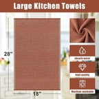 Homaxy Premium Kitchen Towels(18”x 28”, 6 Pack), Large Cotton Kitchen Hand Towels, Flat and Terry Dish Towels, 380 GSM Highly Absorbent Tea Towel Set with Hanging Loop, Rust