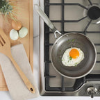 Martha Stewart Badgley Hybrid Nonstick 8 Inch TriPly Stainless Steel Fry Pan & Stay Cool Handle - Laser Etched Non-Toxic Nonstick Skillet - Dishwasher and Induction Safe