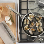 Martha Stewart Badgley Hybrid Nonstick 10 Piece TriPly Stainless Steel Pots and Pans Non-Toxic Kitchen Cookware Set - Laser Etched Non-Toxic Nonstick W/Stay Cool Handle Dishwasher and Induction Safe