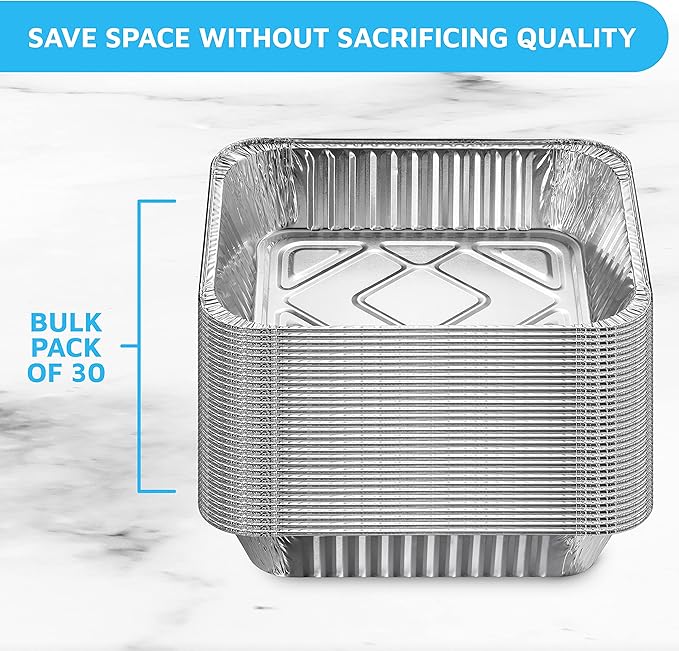 MontoPack Aluminum Foil Pans Half Size Roasting Chafing Pan | Bulk 30 Pack of 9x13 Tins for Cooking, Baking & Catering | Heavy Duty Disposable Cookware Steam Table Trays for Buffet & Food Prepping
