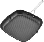 KitchenAid Hard Anodized Induction Nonstick Square Grill Pan/Griddle with Pouring Spouts, 11.25 Inch, Matte Black